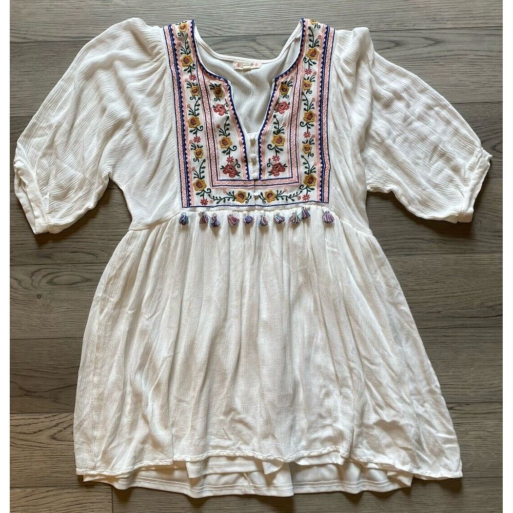 Magnolia Boutique Boho Floral 3/4 Sleeve Top Women's Size Small Casual‎ Lined